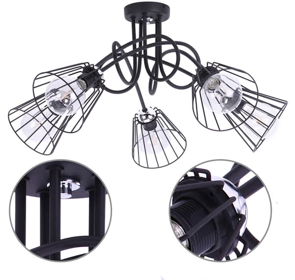 Taklampa, taklampa, ljuskrona, 5xE27, LED, hängande