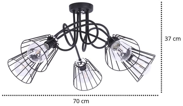 Taklampa, taklampa, ljuskrona, 5xE27, LED, hängande