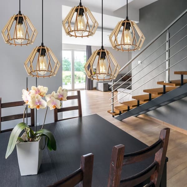 MODERNE TRÆ LED LOFT HÆNGELAMPE