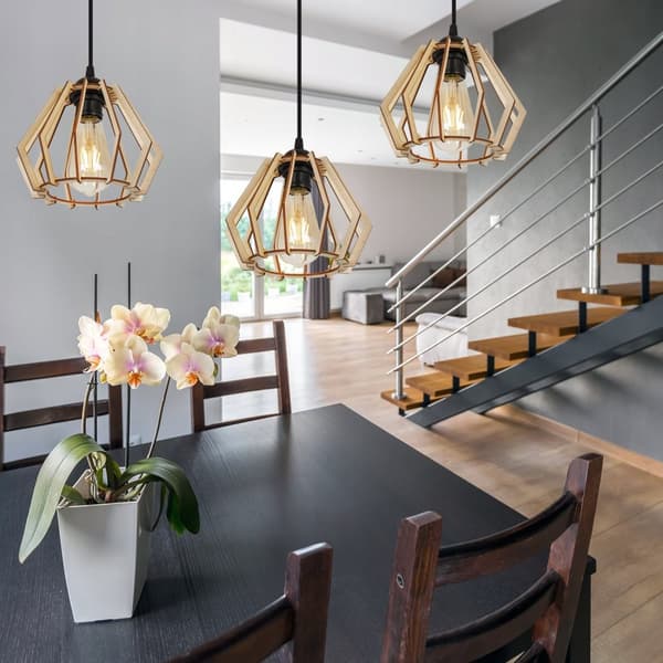 MODERNE TRÆ LED LOFT HÆNGELAMPE