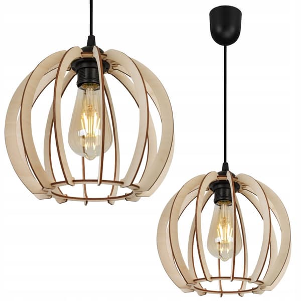 MODERN LED-TAK HÄNGLAMPA AV TRÄ