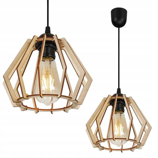MODERN LED-TAK HÄNGLAMPA AV TRÄ
