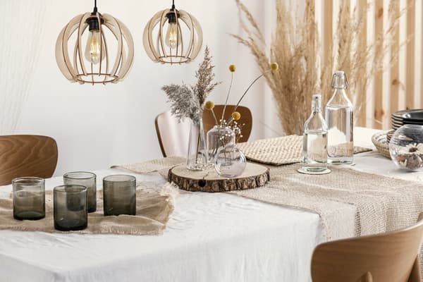 MODERN LED-TAK HÄNGLAMPA AV TRÄ