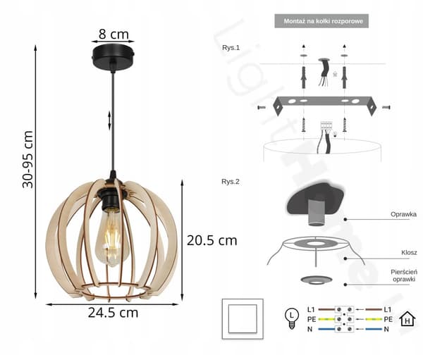 MODERN LED-TAK HÄNGLAMPA AV TRÄ