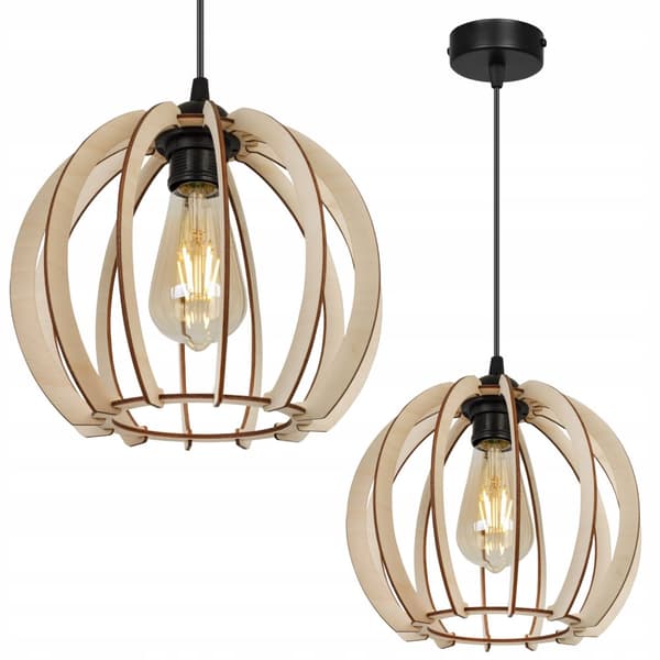 MODERN LED-TAK HÄNGLAMPA AV TRÄ