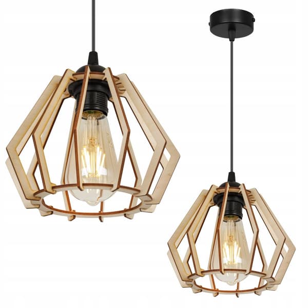 MODERN LED-TAK HÄNGLAMPA AV TRÄ