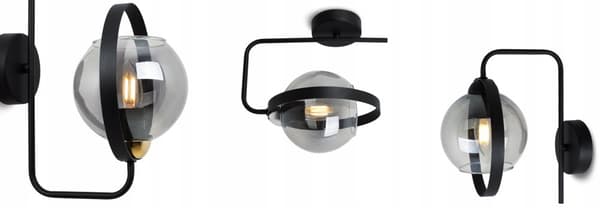 MODERN LAMPA GLAS VÄGGLAMPA GRAFITRING