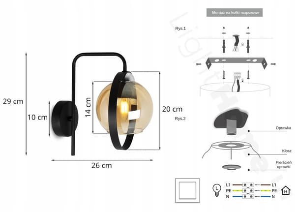 MODERN LAMPA HONING RING GLAS VÄGGLAMPA