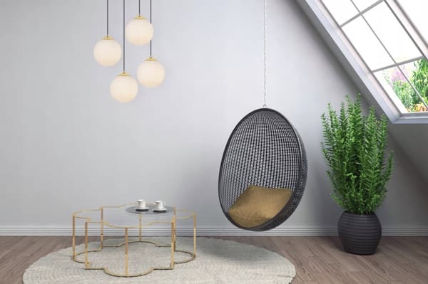 HÄNGANDE TAKLAMPA PLAFON BALL GULD KROM LED