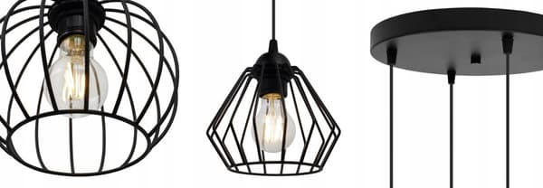 SORT TRÅDSHÆNGELAMPE LOFT LYSELYSE MIX