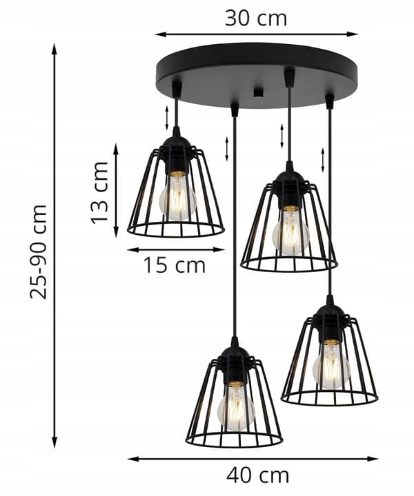 SORT TRÅDLAMPE LOFT LED LYSELYSE
