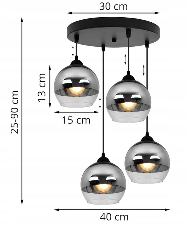 ELEGANT HÆNGELAMPE GLAS LAMPE SKÆRM KROM LED