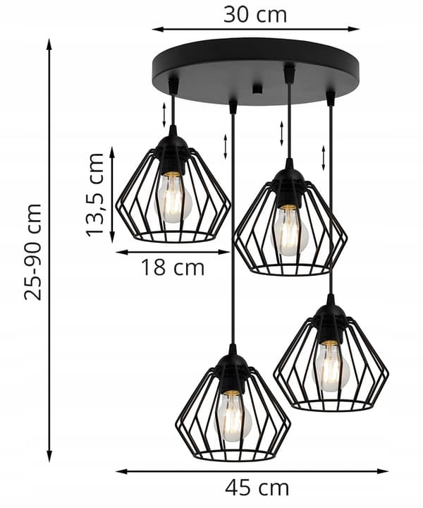 SVART WIRE HÄNGLAMPA LOFT LED LJUSKRAN