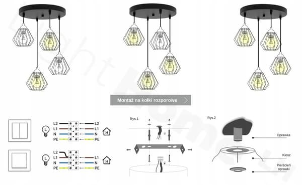 SVART WIRE HÄNGLAMPA LOFT LED LJUSKRAN
