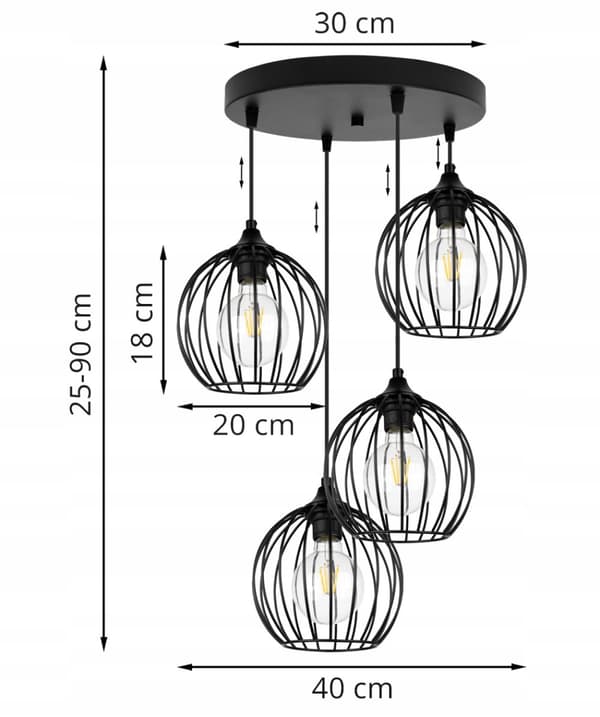 SVART WIRE HÄNGLAMPA LOFT LED LJUSKRAN
