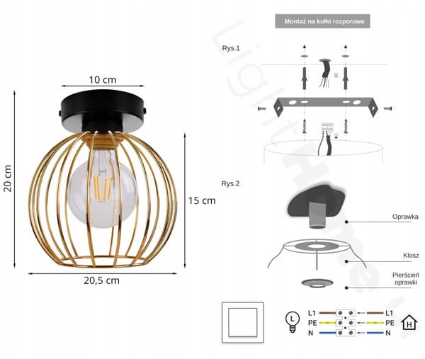MODERN TAKLAMPA GULDTRÅDLAMPA LED