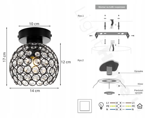 LOFT TAK LAMPA KRISTALKUL LED