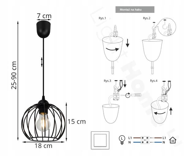 LOFT HÆNGELAMPE WIRE EDISON RETRO LED