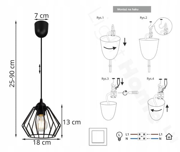 LOFT HÆNGELAMPE DIAMOND EDISON RETRO LED
