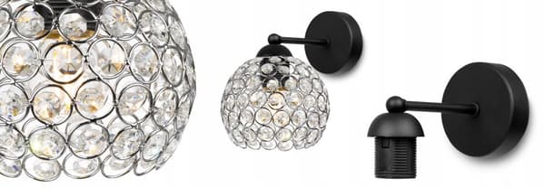 MODERN LAMPA KNKIET ELEGANTA KRISTALLER KROM
