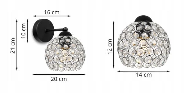 MODERN LAMPA KNKIET ELEGANTA KRISTALLER KROM
