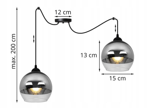 Elegantti RIIPPUVALAISIN SPIDER BALL CHROME LED
