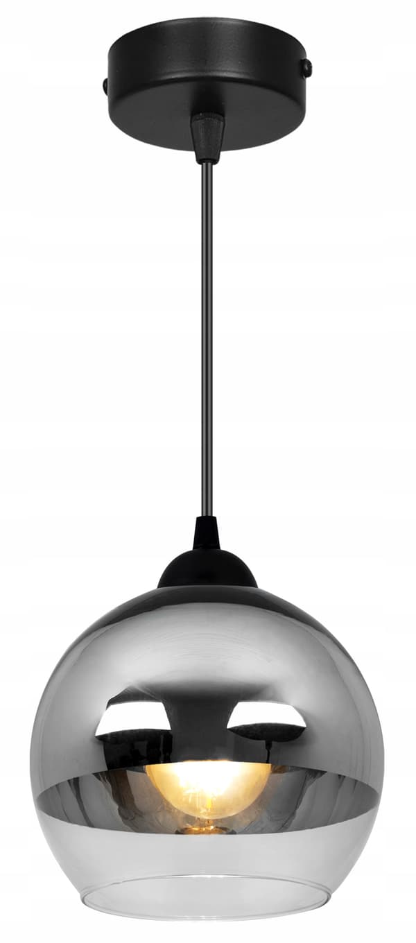 ELEGANT HÄNGLAMPA GLAS LAMPSKÄRM KROM LED