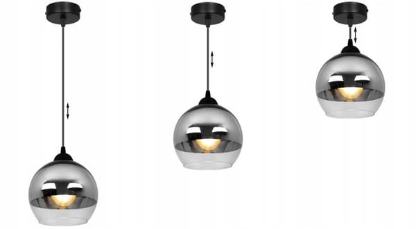 ELEGANT HÄNGLAMPA GLAS LAMPSKÄRM KROM LED