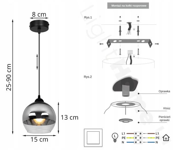 ELEGANT HÄNGLAMPA GLAS LAMPSKÄRM KROM LED