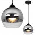 Miniatyrbild 1 av 9: ELEGANT HÄNGLAMPA GLAS LAMPSKÄRM KROM LED