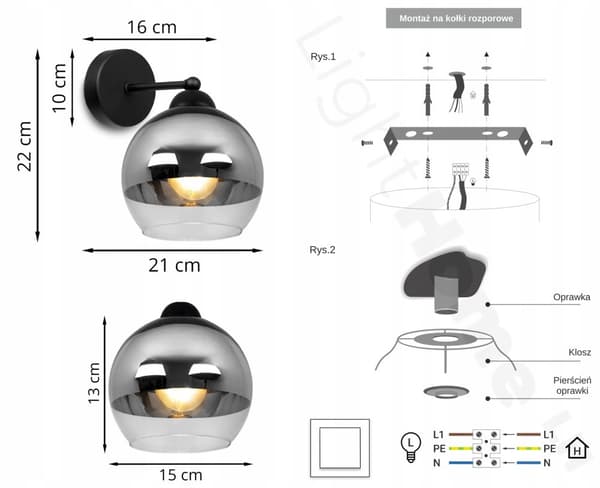 ELEGANT LAMPA VÄGGLAMPA GLAS LAMPSKÄRM KROM LED