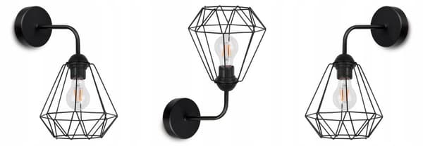 ELEGANT VÄGGLAMPA RETRO WIRE SVART LOFT