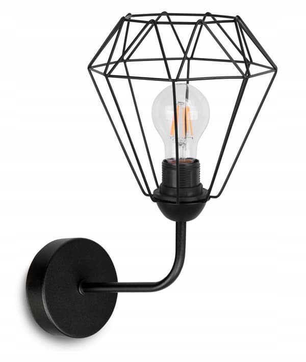 ELEGANT VÄGGLAMPA RETRO WIRE SVART LOFT