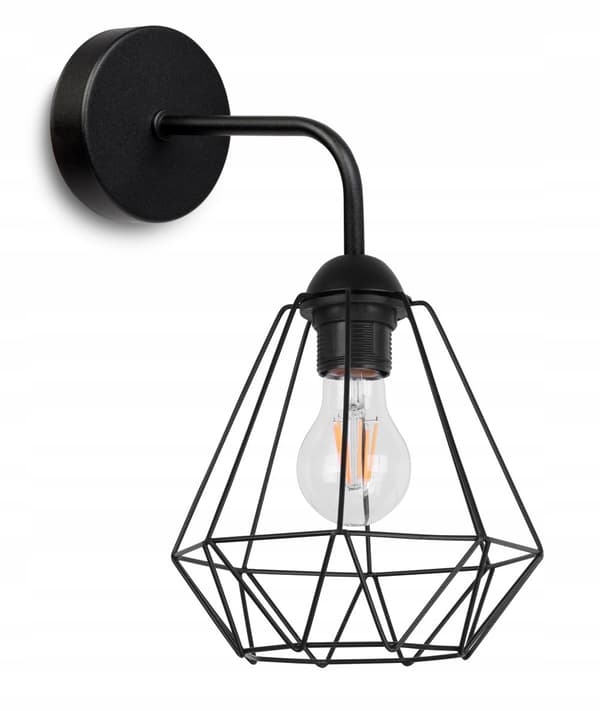 ELEGANT VÄGGLAMPA RETRO WIRE SVART LOFT