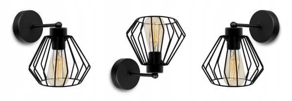 ELEGANT VÄGGLAMPA RETRO WIRE SVART LOFT