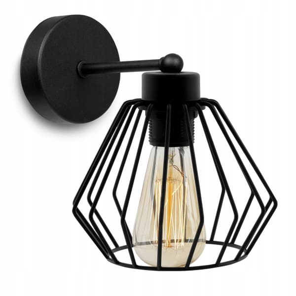 ELEGANT VÄGGLAMPA RETRO WIRE SVART LOFT