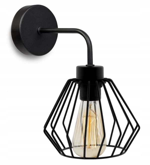 ELEGANT VÄGGLAMPA RETRO WIRE SVART LOFT