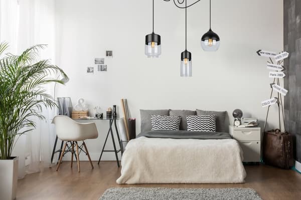 ELEGANT SPIDDERHÆNGENDE LAMPE GLASSKÆRM