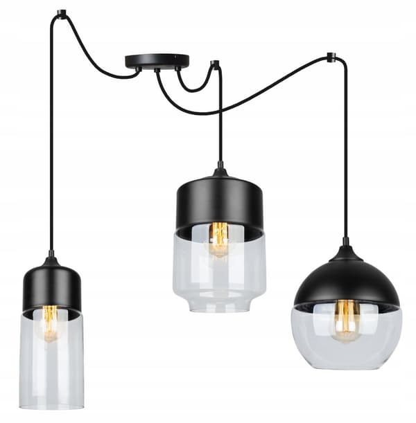 ELEGANT SPIDDERHÆNGENDE LAMPE GLASSKÆRM