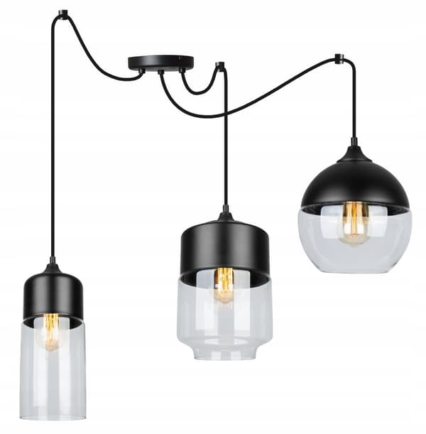 ELEGANT SPIDDERHÆNGENDE LAMPE GLASSKÆRM