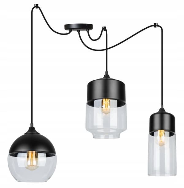 ELEGANT SPIDDERHÆNGENDE LAMPE GLASSKÆRM