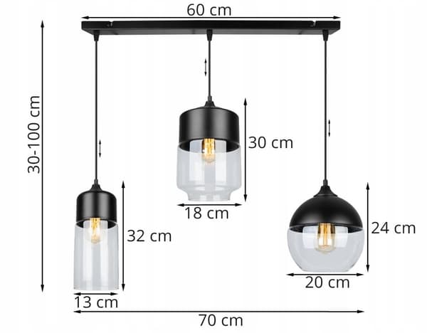 HÆNGE LOFTSLAMPE, GLAS LAMPE SKÆRM