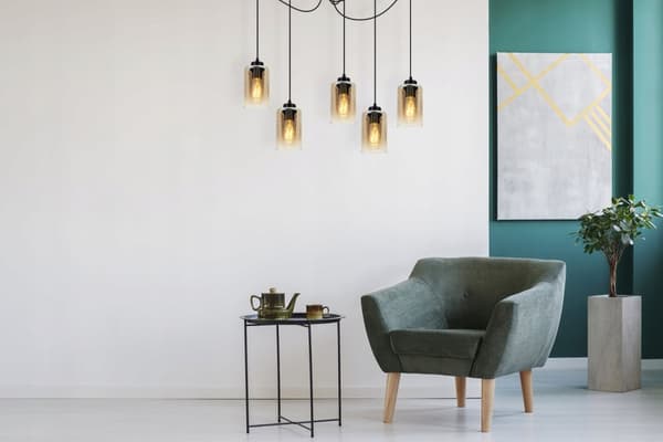 ELEGANT SPIDDERHÆNGENDE LAMPE GLASSKÆRM