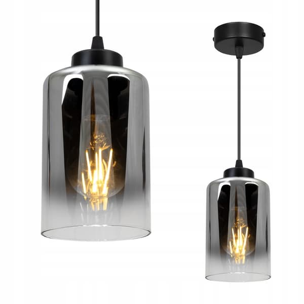 TAKLAMPA HÄNGANDE LJUSSTAKARE LOFT ELEGANT GLAS LAMPA GRAFIT