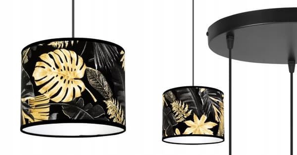 HÄNGANDE TAKLAMPA LAMPSKÄRM GULDEN BLOMMOR LED