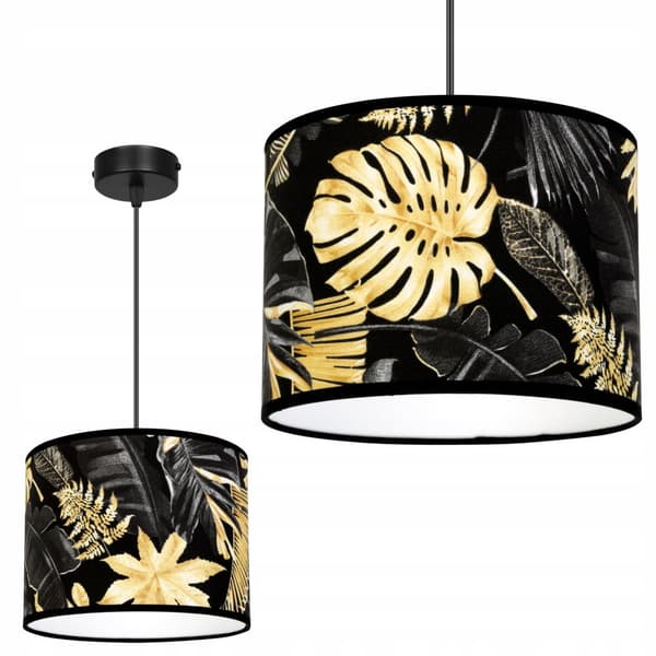 HÆNGE LOFTSLAMPE LAMPESKÆRM GYLDNE BLOMSTER LED