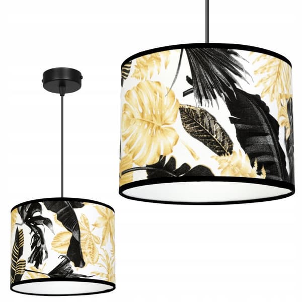 HÆNGE LOFTSLAMPE LAMPESKÆRM GYLDNE BLOMSTER LED