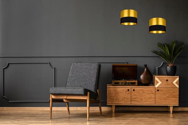 TAK HÄNGLAMPA LAMPSKÄRM GULD LED