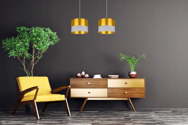 TAK HÄNGLAMPA LAMPSKÄRM GULD LED