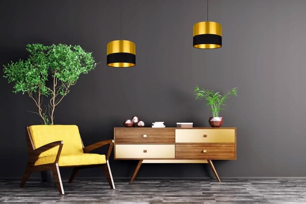 TAK HÄNGLAMPA LAMPSKÄRM GULD LED